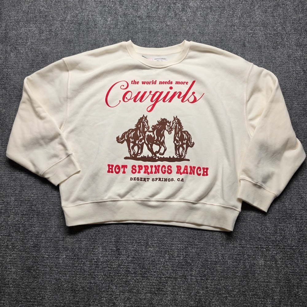 Grayson Threads World Needs More Cowgirls Sweatshirt Size M Cream Horse Graphic - Picture 2 of 8